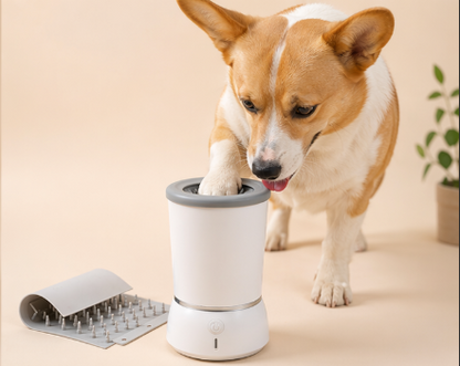 Limpador de Patas para Cachorro Portátil e Automático – Limpeza Rápida sem Sujeira