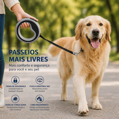 Guia Retrátil para Cachorro com Trava – Mais Controle e Segurança no Passeio